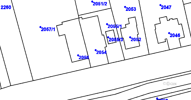 Parcela st. 2054 v KÚ Ruzyně, Katastrální mapa
