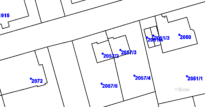 Parcela st. 2057/2 v KÚ Ruzyně, Katastrální mapa