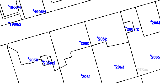 Parcela st. 2060 v KÚ Ruzyně, Katastrální mapa