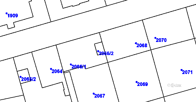 Parcela st. 2066/2 v KÚ Ruzyně, Katastrální mapa