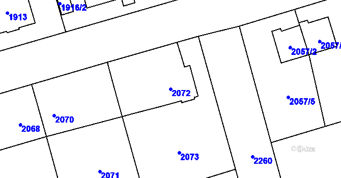 Parcela st. 2072 v KÚ Ruzyně, Katastrální mapa