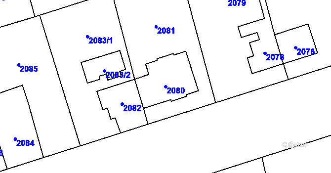Parcela st. 2080 v KÚ Ruzyně, Katastrální mapa