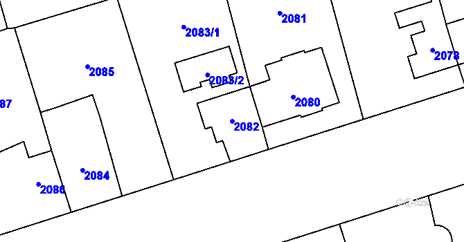 Parcela st. 2082 v KÚ Ruzyně, Katastrální mapa