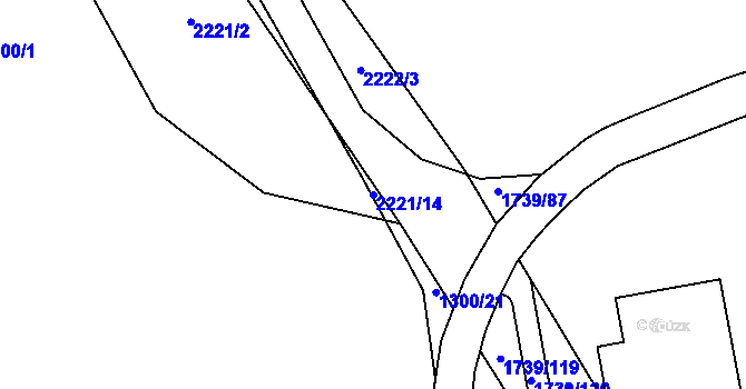 Parcela st. 2221/14 v KÚ Ruzyně, Katastrální mapa