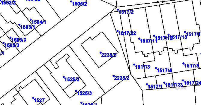 Parcela st. 2235/5 v KÚ Ruzyně, Katastrální mapa