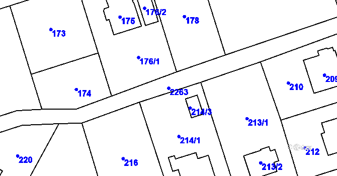 Parcela st. 2263 v KÚ Ruzyně, Katastrální mapa
