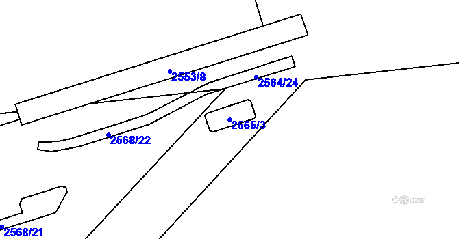 Parcela st. 2565/3 v KÚ Ruzyně, Katastrální mapa