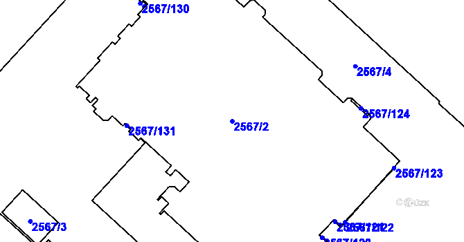 Parcela st. 2567/2 v KÚ Ruzyně, Katastrální mapa