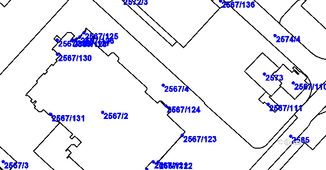 Parcela st. 2567/4 v KÚ Ruzyně, Katastrální mapa