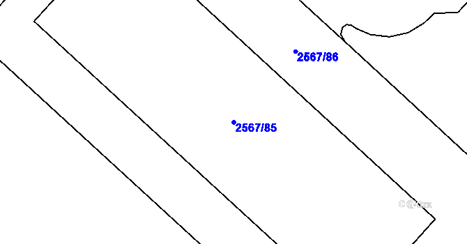Parcela st. 2567/85 v KÚ Ruzyně, Katastrální mapa