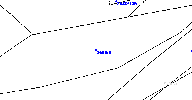 Parcela st. 2580/8 v KÚ Ruzyně, Katastrální mapa
