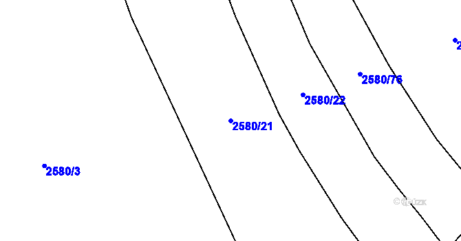 Parcela st. 2580/21 v KÚ Ruzyně, Katastrální mapa