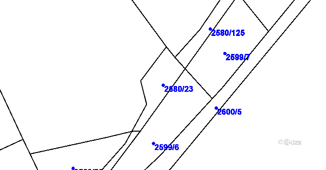Parcela st. 2580/23 v KÚ Ruzyně, Katastrální mapa