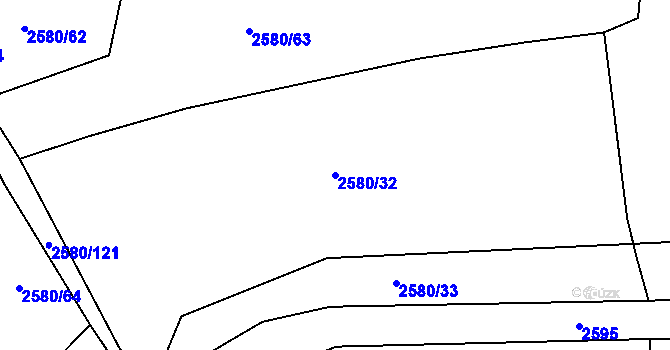 Parcela st. 2580/32 v KÚ Ruzyně, Katastrální mapa