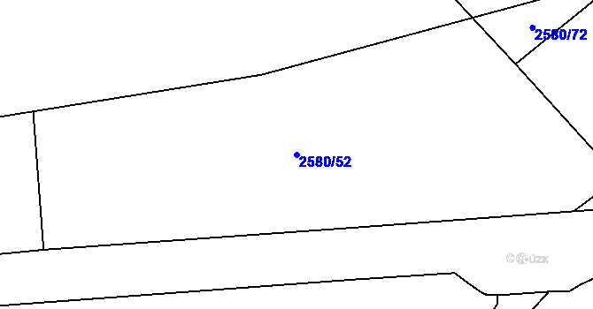 Parcela st. 2580/52 v KÚ Ruzyně, Katastrální mapa