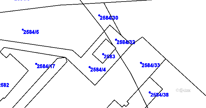 Parcela st. 2583 v KÚ Ruzyně, Katastrální mapa