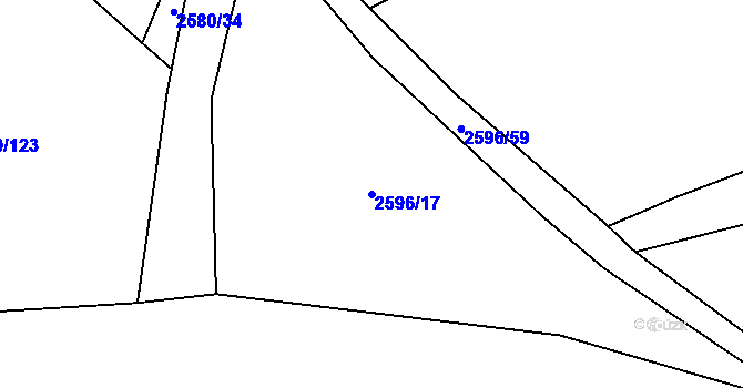 Parcela st. 2596/17 v KÚ Ruzyně, Katastrální mapa