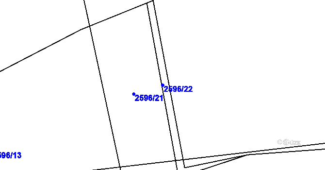Parcela st. 2596/22 v KÚ Ruzyně, Katastrální mapa