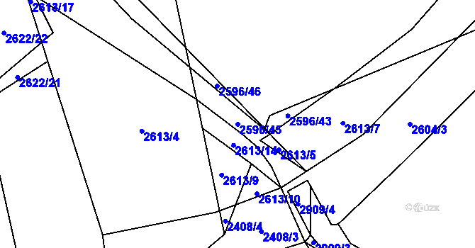 Parcela st. 2596/45 v KÚ Ruzyně, Katastrální mapa