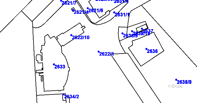 Parcela st. 2622/1 v KÚ Ruzyně, Katastrální mapa