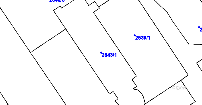 Parcela st. 2643/1 v KÚ Ruzyně, Katastrální mapa