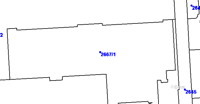 Parcela st. 2667/1 v KÚ Ruzyně, Katastrální mapa
