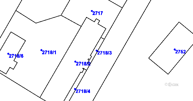 Parcela st. 2718/3 v KÚ Ruzyně, Katastrální mapa