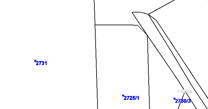 Parcela st. 2725/10 v KÚ Ruzyně, Katastrální mapa