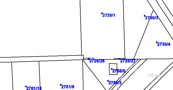 Parcela st. 2725/23 v KÚ Ruzyně, Katastrální mapa