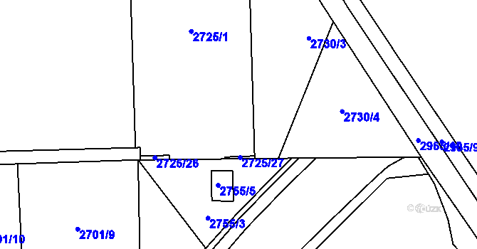 Parcela st. 2725/30 v KÚ Ruzyně, Katastrální mapa