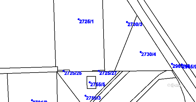 Parcela st. 2725/31 v KÚ Ruzyně, Katastrální mapa