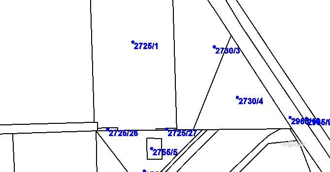 Parcela st. 2725/32 v KÚ Ruzyně, Katastrální mapa