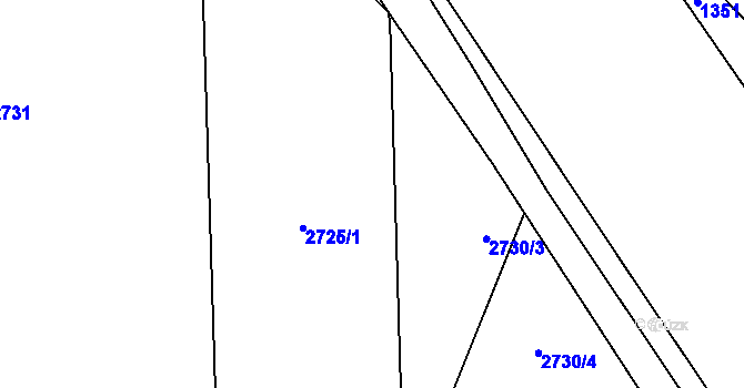 Parcela st. 2725/38 v KÚ Ruzyně, Katastrální mapa