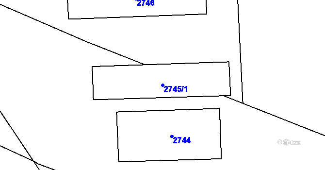 Parcela st. 2745/1 v KÚ Ruzyně, Katastrální mapa