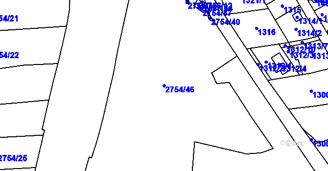 Parcela st. 2754/46 v KÚ Ruzyně, Katastrální mapa
