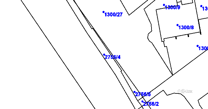 Parcela st. 2756/4 v KÚ Ruzyně, Katastrální mapa