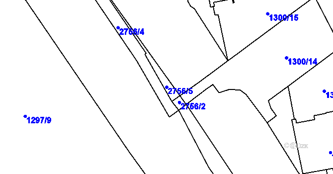Parcela st. 2756/5 v KÚ Ruzyně, Katastrální mapa