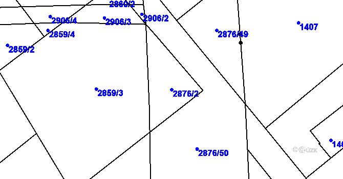 Parcela st. 2876/2 v KÚ Ruzyně, Katastrální mapa