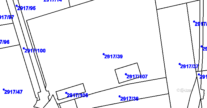 Parcela st. 2917/39 v KÚ Ruzyně, Katastrální mapa
