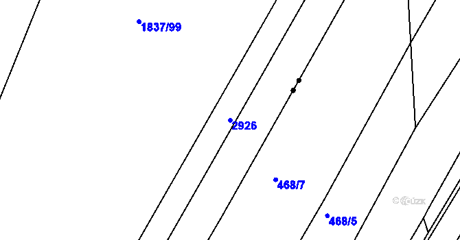 Parcela st. 2926 v KÚ Ruzyně, Katastrální mapa