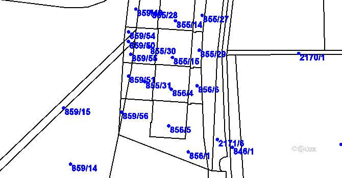 Parcela st. 856/4 v KÚ Ruzyně, Katastrální mapa