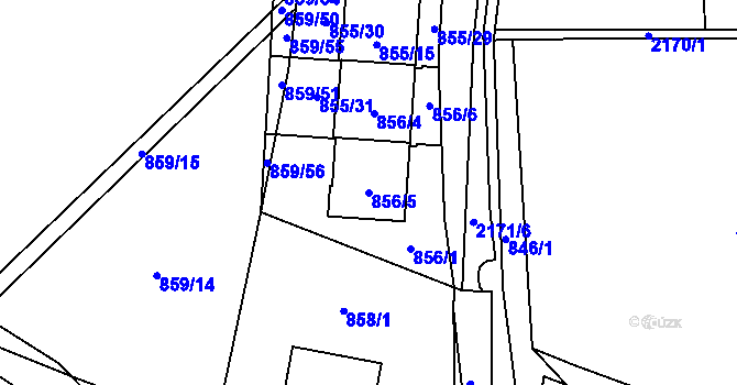 Parcela st. 856/5 v KÚ Ruzyně, Katastrální mapa