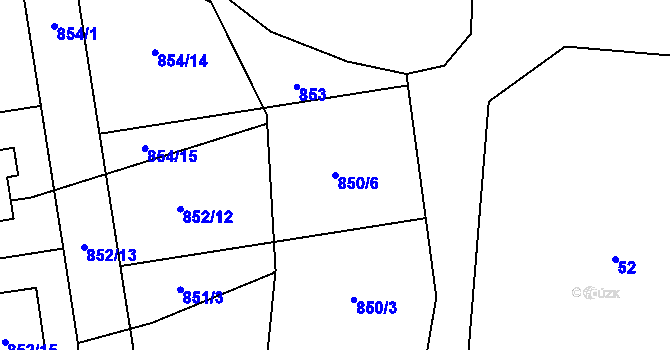Parcela st. 850/6 v KÚ Ruzyně, Katastrální mapa