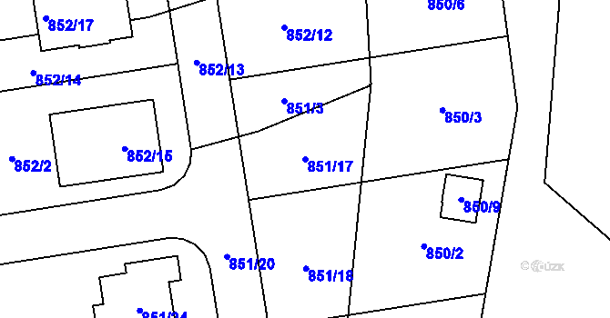 Parcela st. 851/17 v KÚ Ruzyně, Katastrální mapa