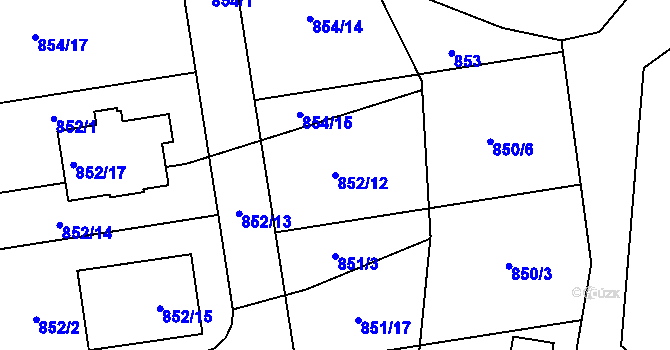 Parcela st. 852/12 v KÚ Ruzyně, Katastrální mapa