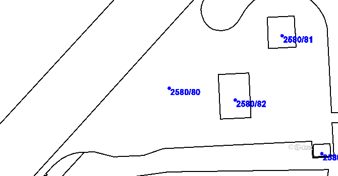 Parcela st. 2580/80 v KÚ Ruzyně, Katastrální mapa