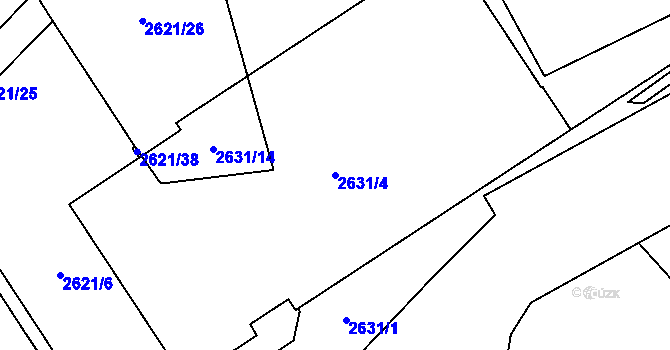 Parcela st. 2631/4 v KÚ Ruzyně, Katastrální mapa