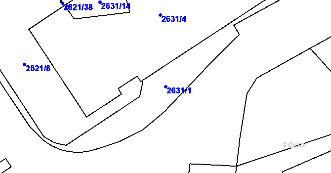 Parcela st. 2631/1 v KÚ Ruzyně, Katastrální mapa