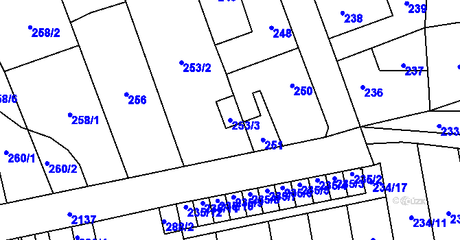 Parcela st. 253/3 v KÚ Ruzyně, Katastrální mapa