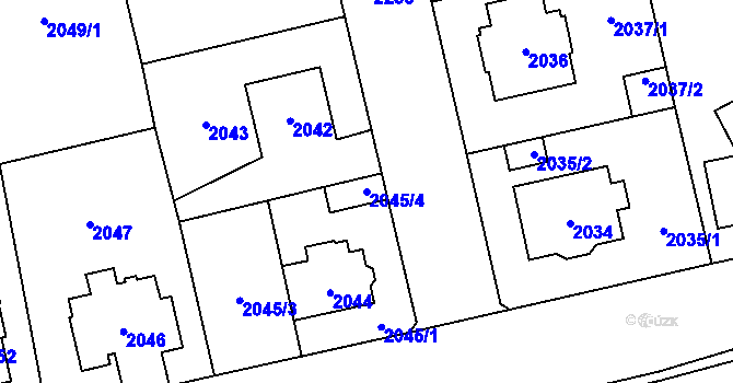 Parcela st. 2045/4 v KÚ Ruzyně, Katastrální mapa